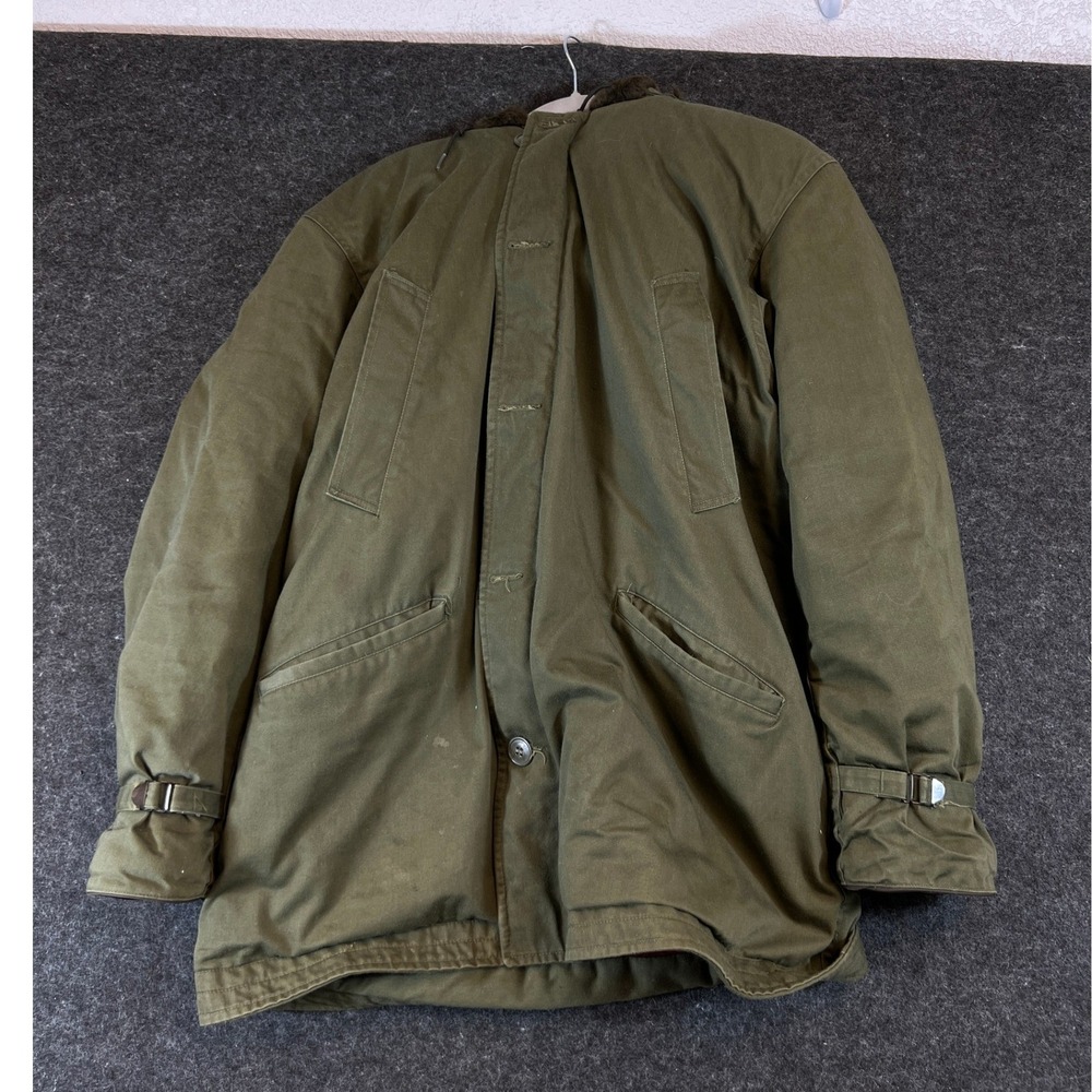 Vintage Justers Navarre Brand B9 Parka Jacket Olive Green Talon Zip Mens 38